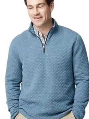 J. CREW AUTHENTIC  QUILTED 1/4 ZIP PULLOVER SWEATER SWEATSHIRT BLUE NWOT L